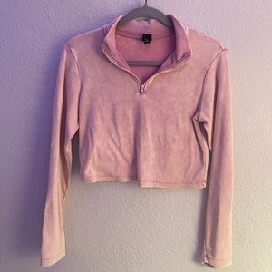 Pink cropped quarter zip Long Sleeve